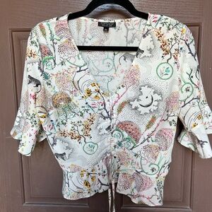 Topshop Floral and Animal Print Blouse